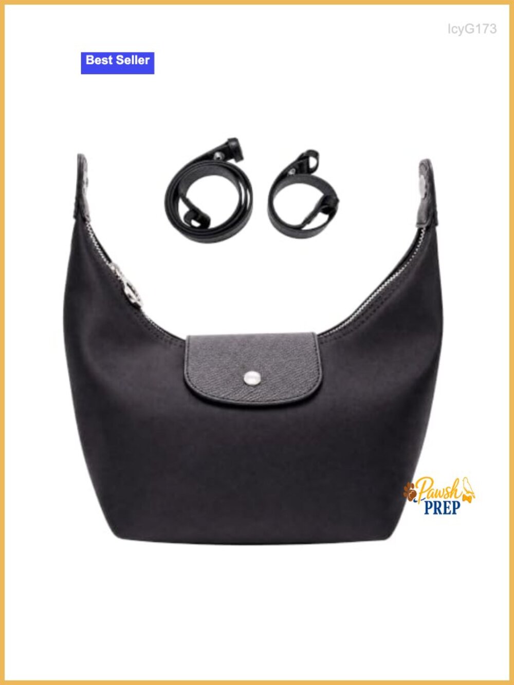 Waterproof Nylon Convertible Crescent Crossbody Purse with 2 Straps
